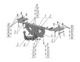 Фаркоп для Fiat Albea 2003-2012 съемный крюк на двух болтах 1200кг Автос